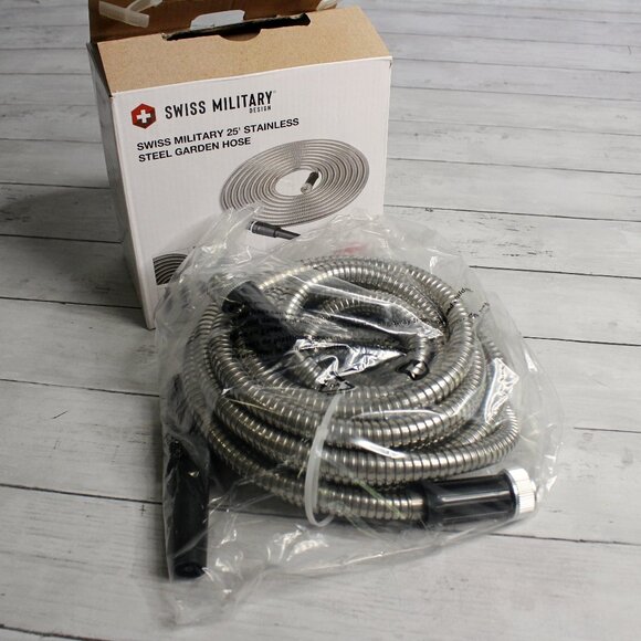 Swiss Military Stainless Steel Garden Hose 25 Feet Official Licensed Product - Picture 1 of 5
